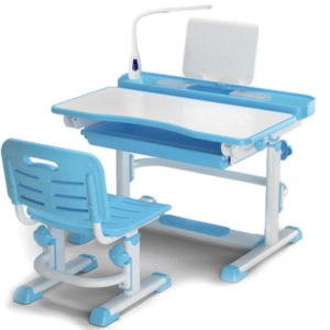 Комплект Стол и стул + лампа, цвет белый/голубой